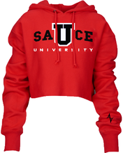 Womens Red Cropped Sauce U hoodie